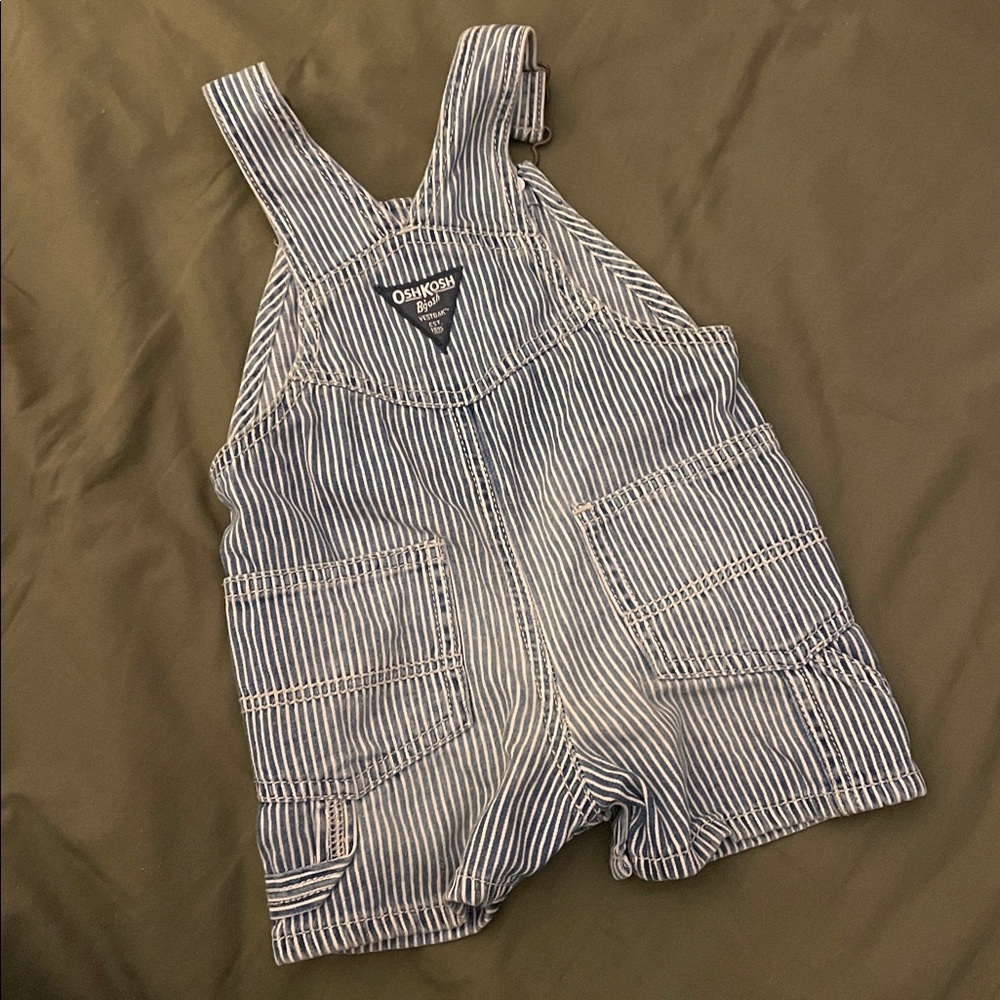 Vintage OshKosh B'gosh Navy Railroad Striped Overalls 9 months - Picture 3 of 5